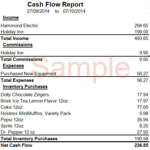 Cash flow report