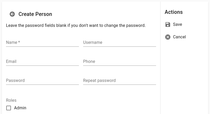 Create User dialog