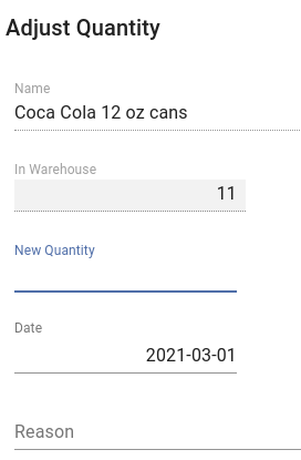 Adjust Product - Data before adjustment