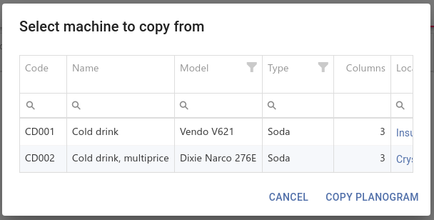 Copy machine configuration - select machine